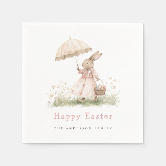パステルイースターバニー スタンダードカクテルナプキン (正面)