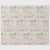 パステルイースターラッピング紙 – かわいいブニー,卵 ラッピングペーパー (フラット)