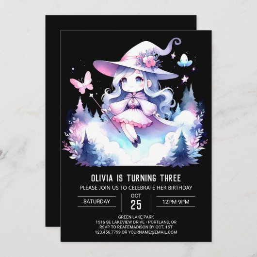 パステルウお洒落ィザード誕生日 招待状 (正面/裏面)