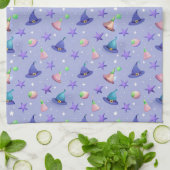 パステルウィッチハット – かわいいかわいいハロウィーンパターン キッチンタオル (折り畳み)