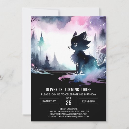 パステルウィムシーキャット誕生日 招待状 (正面)