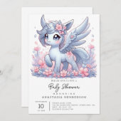 パステルウィムシーユニコーンベビーシャワー 招待状 (正面/裏面)