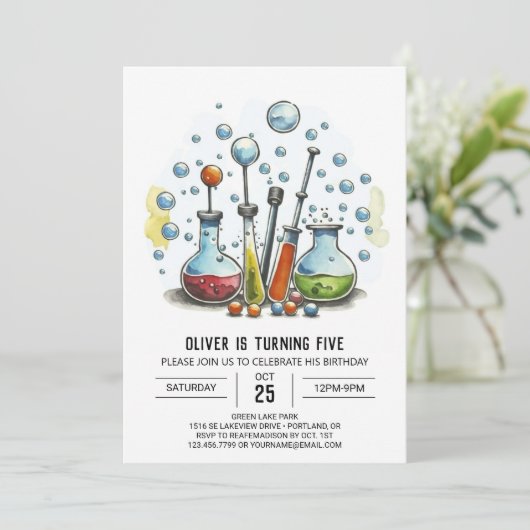 パステルウィムシーラボケミストリー誕生日 招待状 (スタンド正面)