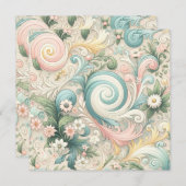 パステルウィムジー渦巻き旋回：コテージコアのデイドリーム 招待状 (正面/裏面)