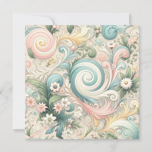 パステルウィムジー渦巻き旋回：コテージコアのデイドリーム 招待状 (正面)
