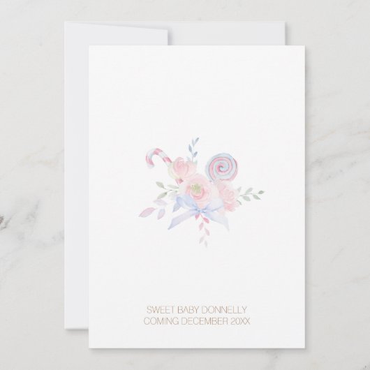 パステルウィンターワンダーランドスウィートリトルベビーシャワー 招待状 (裏面)