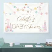 パステルウィンターワンダーランドベビーシャワーウェルカム 横断幕 (トレードショー)