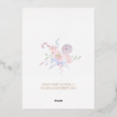 パステルウィンターワンダーランドベビーシャワー 箔招待状 (裏面)