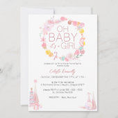 パステルウィンターワンダーランドOhベビーガールシャワー 招待状 (正面)