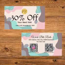 パステルウェーブレモダンストランQrコードメニューと 割引カード