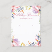 パステルウォータカラーフローラジュエリーイヤリングディスプレイ 名刺 (正面)