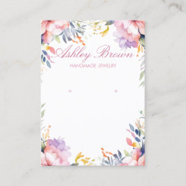 パステルウォータカラーフローラジュエリーイヤリングディスプレイ 名刺