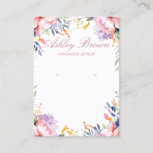パステルウォータカラーフローラジュエリーイヤリングディスプレイ 名刺 (正面)
