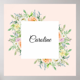 パステルウォーターの色のフローラ(名カスタマイズ前あり) ポスター