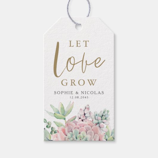 パステルウォーターの色の多肉愛の成長を結婚許可 ギフトタグ (正面)