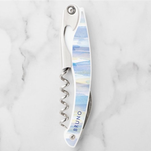 パステルウォーターの色ブラシストロークのモノグラム。 ソムリエナイフ (正面)