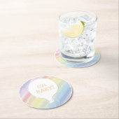 パステルウォーターカスタムカラー文字ベビーシャワーOhベビー ラウンドペーパーコースター (インサイチュ)