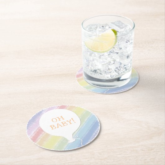 パステルウォーターカスタムカラー文字ベビーシャワーOhベビー ラウンドペーパーコースター (インサイチュ)