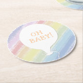 パステルウォーターカスタムカラー文字ベビーシャワーOhベビー ラウンドペーパーコースター (アングル)