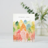 パステルウォーターカラーお洒落フォレストツリー サンキューカード (スタンド正面)
