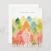 パステルウォーターカラーお洒落フォレストツリー サンキューカード (正面/裏面)