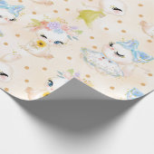 パステルウォーターカラーかわいいイースターバニー ラッピングペーパー (角)