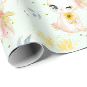 パステルウォーターカラーかわいいイースターバニー ラッピングペーパー (ロールコーナー)