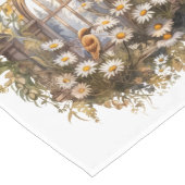 パステルウォーターカラーのワイルドフラワーを窓に ロングテーブルランナー (コーナー)