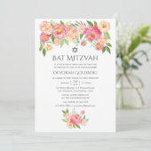 パステルウォーターカラーの芍薬 バト・ミツワー 招待状 (スタンド正面)