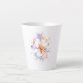 パステルウォーターカラーの花とゴールドのアクセント アート カフェラテマグ