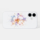 パステルウォーターカラーの花とゴールドのアクセント アート iPhone 16ケース (裏面横)