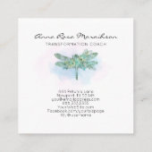 *~*パステルウォーターカラーアクアピンクドラゴンフライ  スクエア名刺 (裏面)