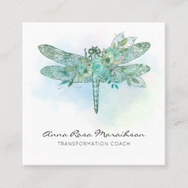 *～*パステルウォーターカラーアクアピンクドラゴンフライ  スクエア名刺