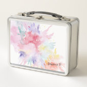 パステルウォーターカラーアートアタックキッズネーム署名 メタルランチボックス (正面)