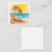 パステルウォーターカラーイエロートロピカルパームツリー ノートカード (正面/裏面)