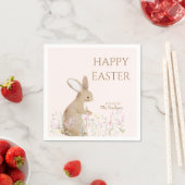 パステルウォーターカラーイースターバニーエッグ狩りブランチ スタンダードカクテルナプキン (インサイチュ)