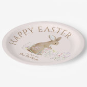 パステルウォーターカラーイースターバニーエッグ狩りブランチ ペーパープレート (アングル)