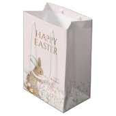 パステルウォーターカラーイースターバニーエッグ狩りブランチ ミディアムペーパーバッグ (正面アングル)