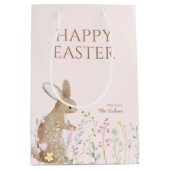 パステルウォーターカラーイースターバニーエッグ狩りブランチ ミディアムペーパーバッグ (正面)