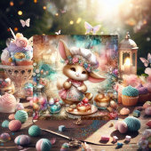 パステルウォーターカラーイースターラビットベーキングトリート シーズンカード