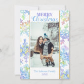 パステルウォーターカラーウィンタースノーフレーク写真クリスマス (正面)