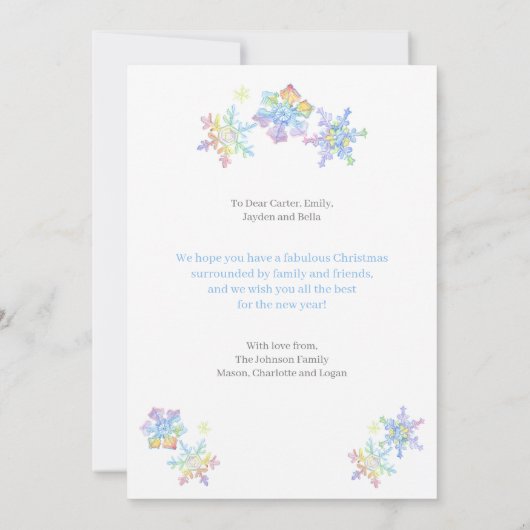 パステルウォーターカラーウィンタースノーフレーク写真クリスマス (裏面)