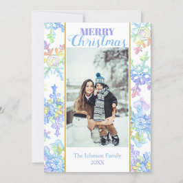 パステルウォーターカラーウィンタースノーフレーク写真クリスマス