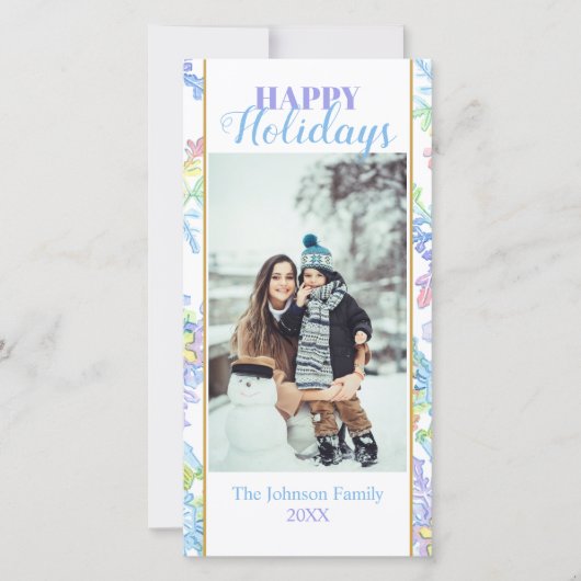 パステルウォーターカラーウィンタースノーフレーク写真クリスマス (正面)