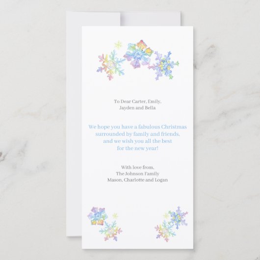 パステルウォーターカラーウィンタースノーフレーク写真クリスマス (裏面)