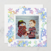 パステルウォーターカラーウィンタースノーフレーク写真クリスマス (正面/裏面)