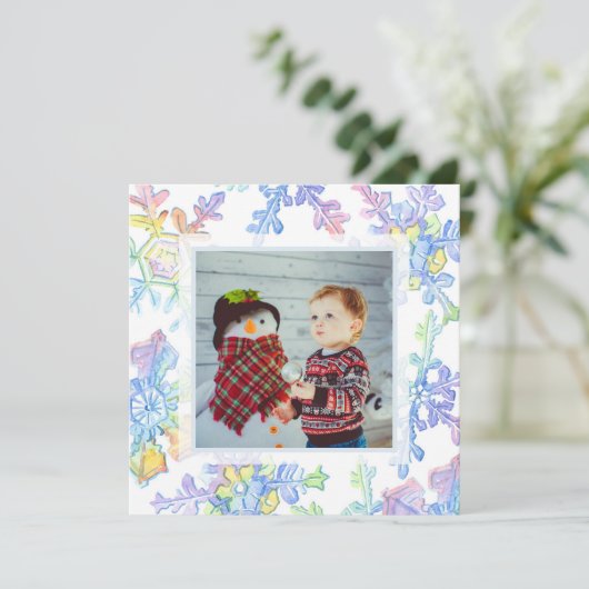 パステルウォーターカラーウィンタースノーフレーク写真クリスマス (スタンド正面)