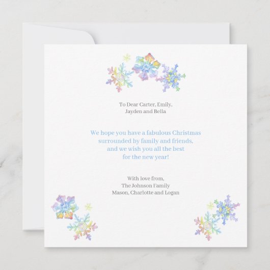 パステルウォーターカラーウィンタースノーフレーク写真クリスマス (裏面)