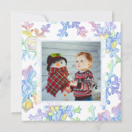 パステルウォーターカラーウィンタースノーフレーク写真クリスマス