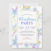 パステルウォーターカラーウィンタースノーフレーク |クリスマス 招待状 (正面)